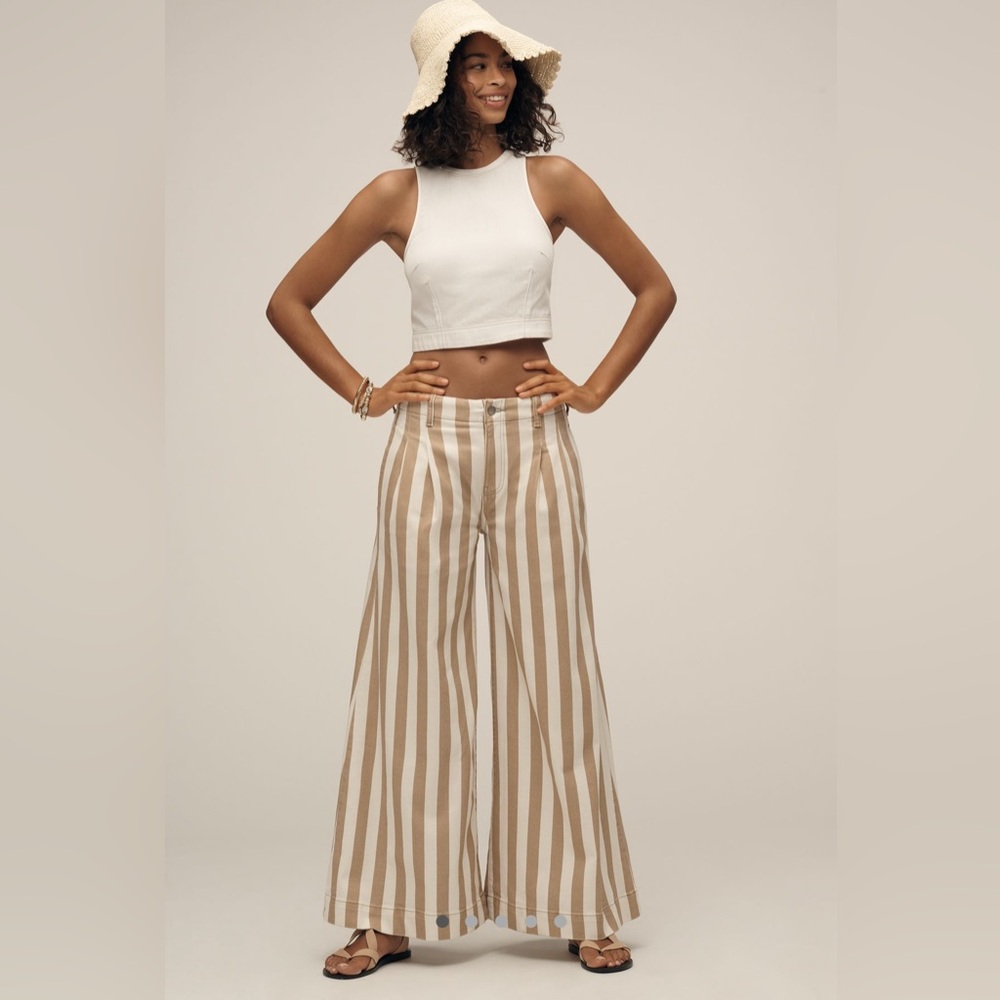 NWT Anthropologie Maeve High-Rise Wide-Leg Striped Jeans 30